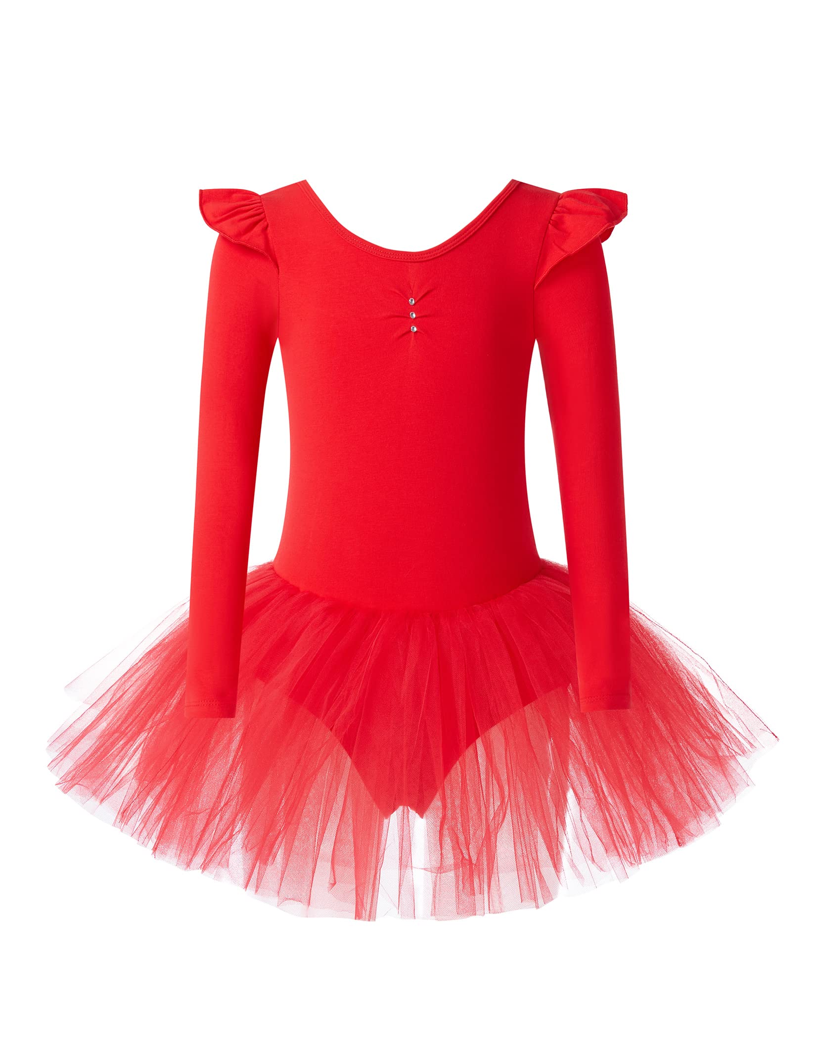 LIONJIE Kid Girls Ballet Leotards Dance Tutu Skirted Ruffle Long Sleeve Dresses Ballerina Outfits Dance wear 3-12Y