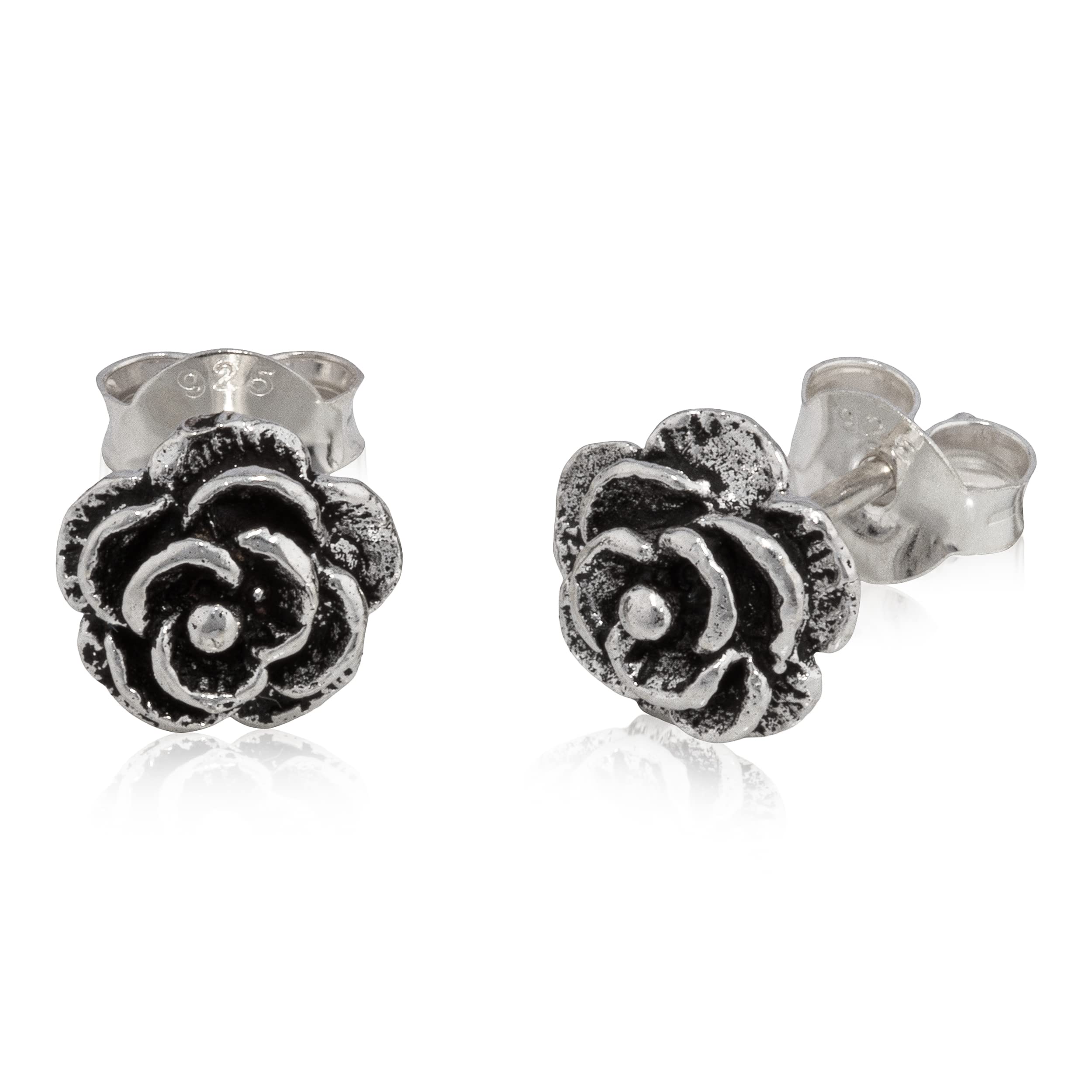 NKlaus Orecchini A Perno Sole In Argento 925 Ossidato: Piccoli Gioielli Da 6 Mm
