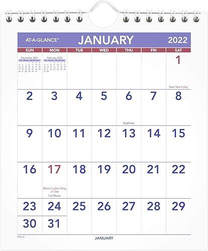 Calendario AT-A-GLANCE, 2022, de pared, 8 x 11 pulgadas, pequeño, mensual (PM128)