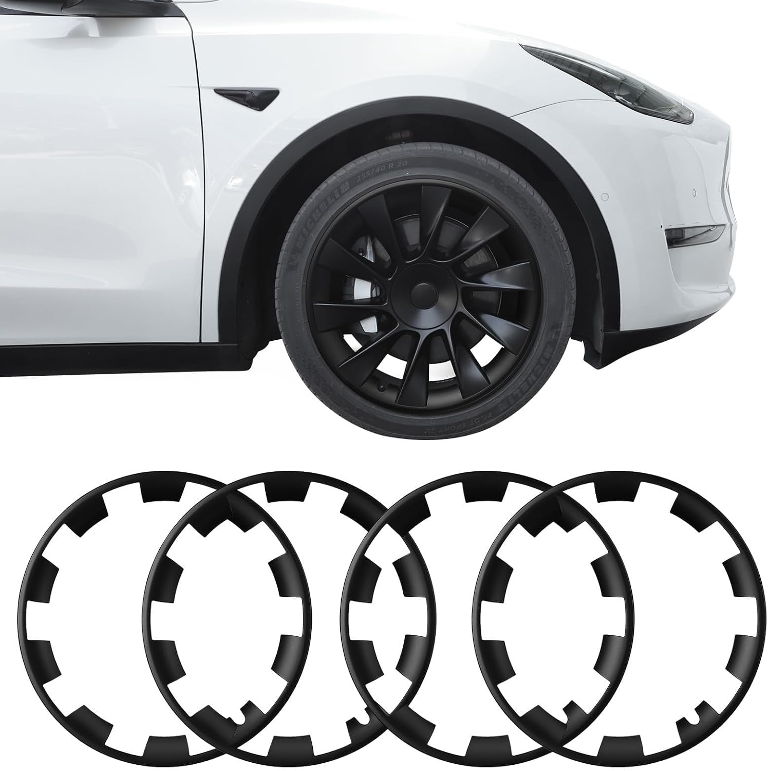 BASENOR Tesla Model Y 20 Inch Wheel Rim Protector ABS Rim Guard Rim Hubcap Cover Car Protection Tire Trim Rings for Model Y Exterior Accessories 20" Model Y 20" Model Y