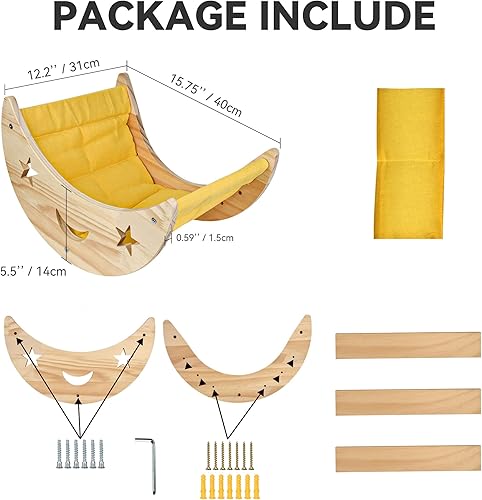 Miniatura 10 de Cama de pared para gatos, hamaca para gatos, estante montado en la pared con 2 escalones, estante de escalada para gatos y cuerda de sisal para