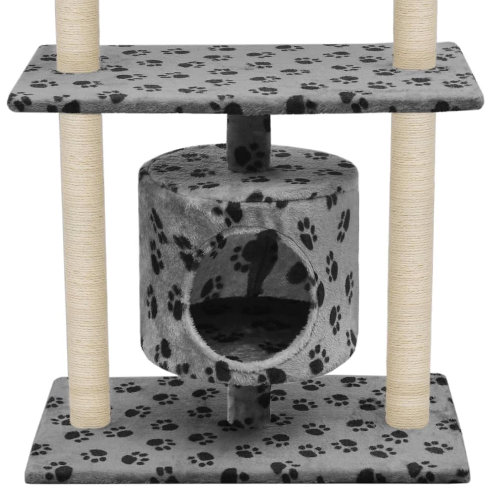 Homgoday Albero tiragraffi in sisal, 95 cm, con impronte di zampe grigie, tiragraffi a torre per gatti multilivello, centro attività per gatti da interno