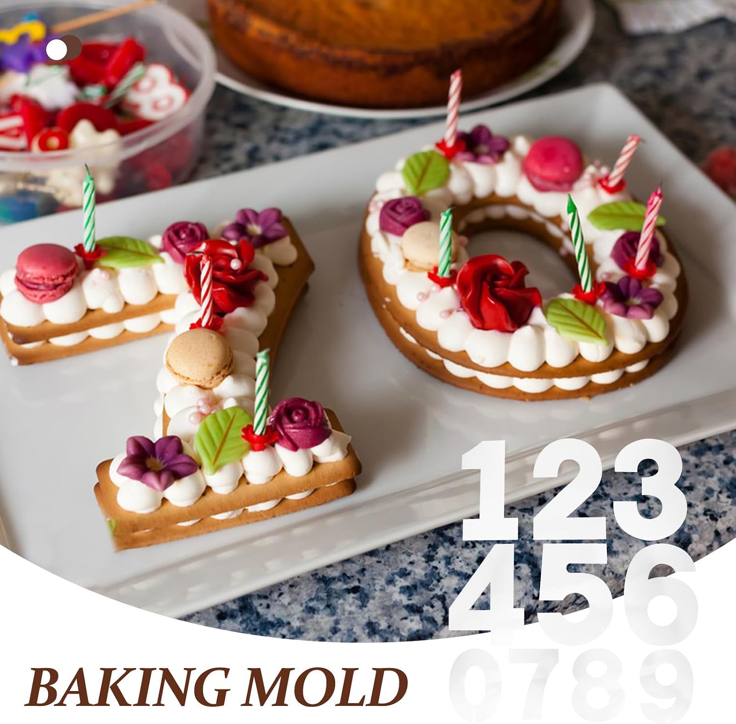 0-8 Number Stencil for Cake, PET Reusable Template Set