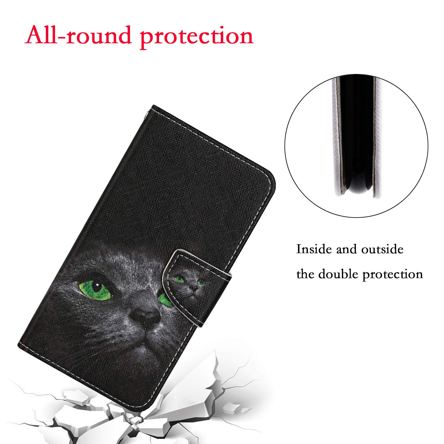 LEMAXELERS IPhone 15 Hülle Flip Case Mit Magnet – Katzen-Design, PU Leder, Inkl. Standfunktion & Schutz