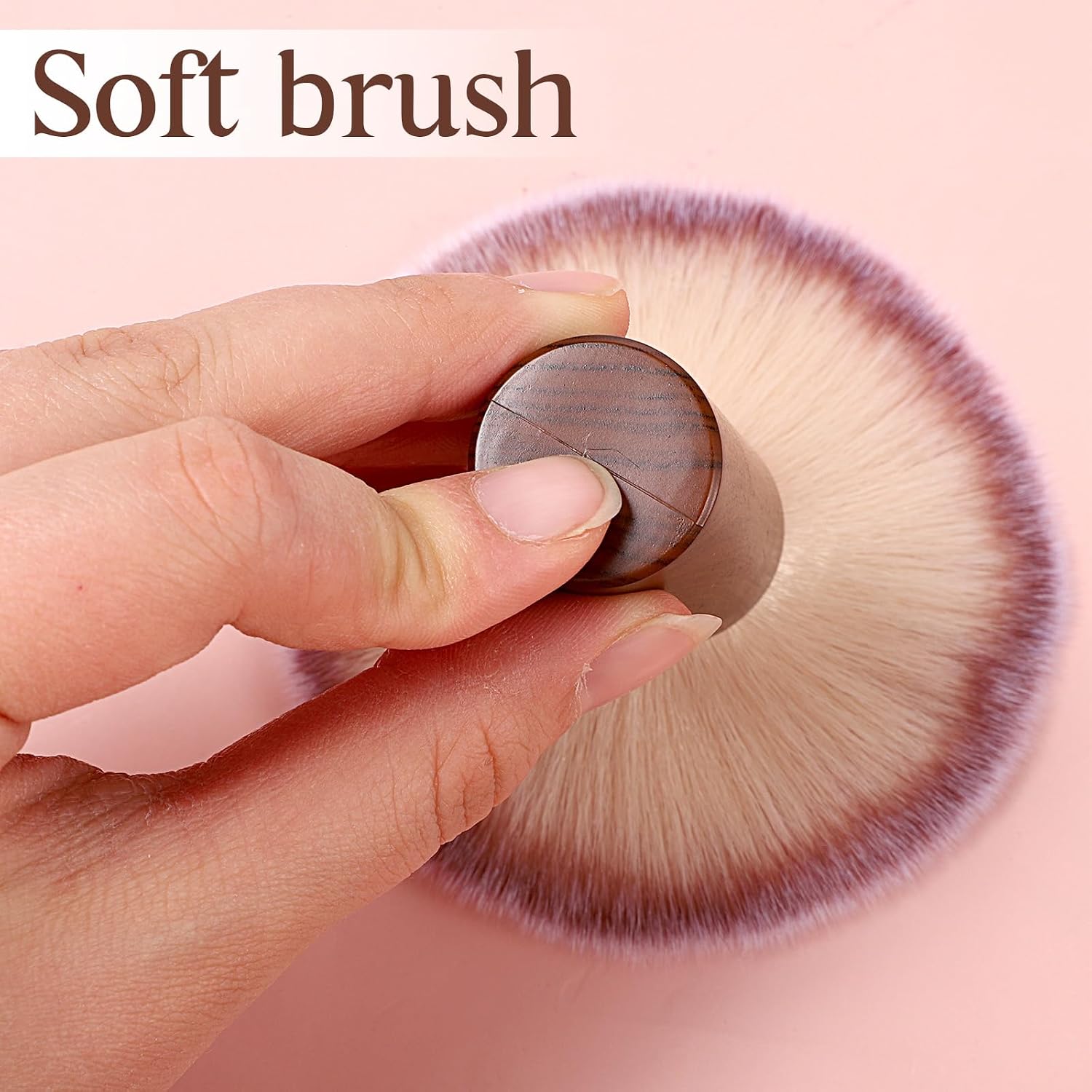 Nail Dust Brush for Cleaning Fingernails, Powder Remover Brush Fluffy Manicure Dust Cleaner Soft Bristle Clean Up Tools for Acrylic Application and Makeup Nail Art (Brown)