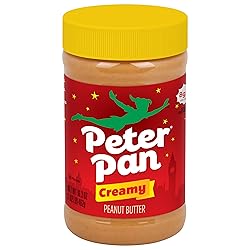 Peter Pan Creamy Peanut Butter, Made with Roasted Peanuts, Great for Peanut Butter and Jelly Sandwiches and Peanut Butter Snacks, Gluten Free Peanut Butter, 16.3 OZ Jar (Pack of 12)