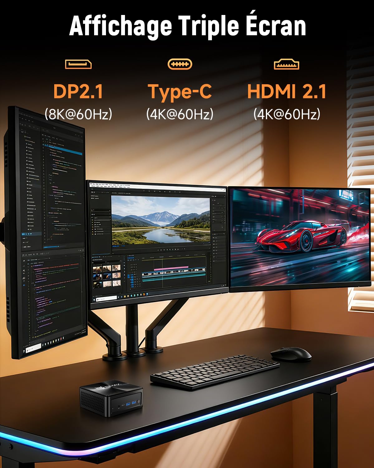 BMAX B8APro Mini PC AMD Ryzen 7 8745HS, Radeon 780M, 16 Go DDR5 512 Go SSD
