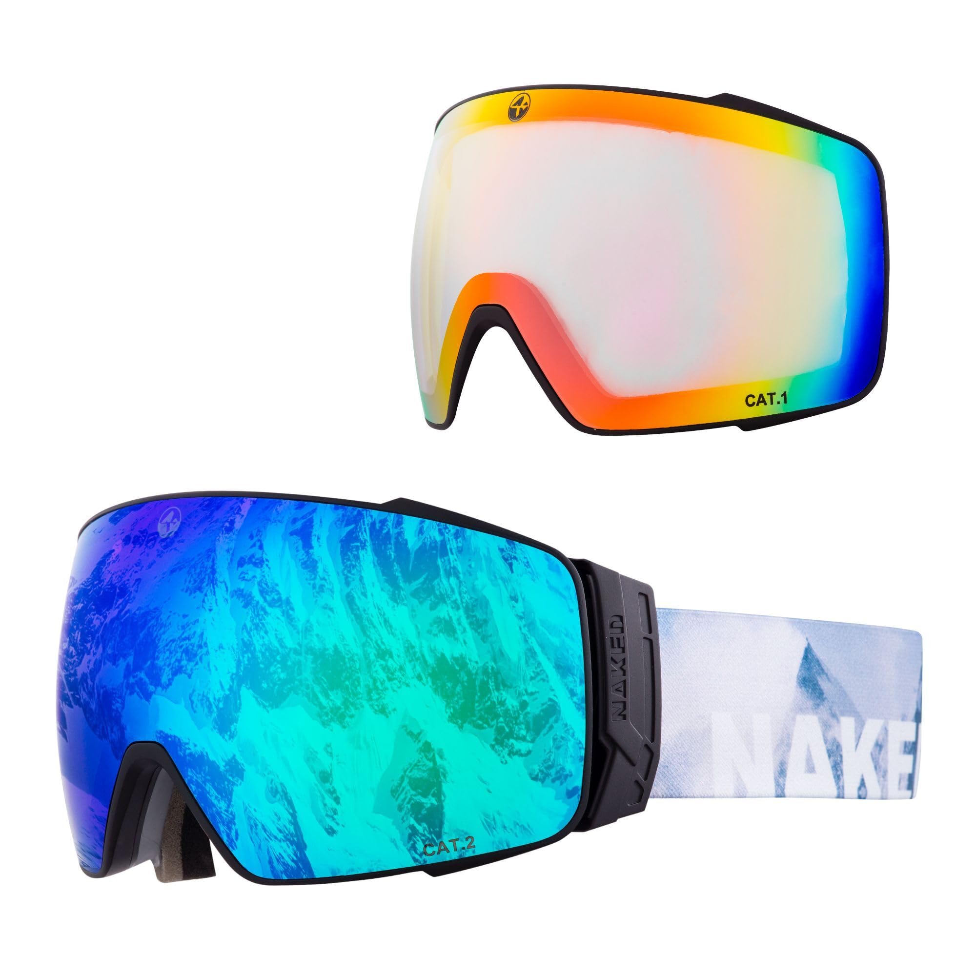 NAKED Optics The STORM Skibrille Männer, Ski Brille Frauen, Snowboardbrille, Skibrille mit optionalen Wechselgläsern für schlechtes Wetter, Schneebrille, Skiing Goggles