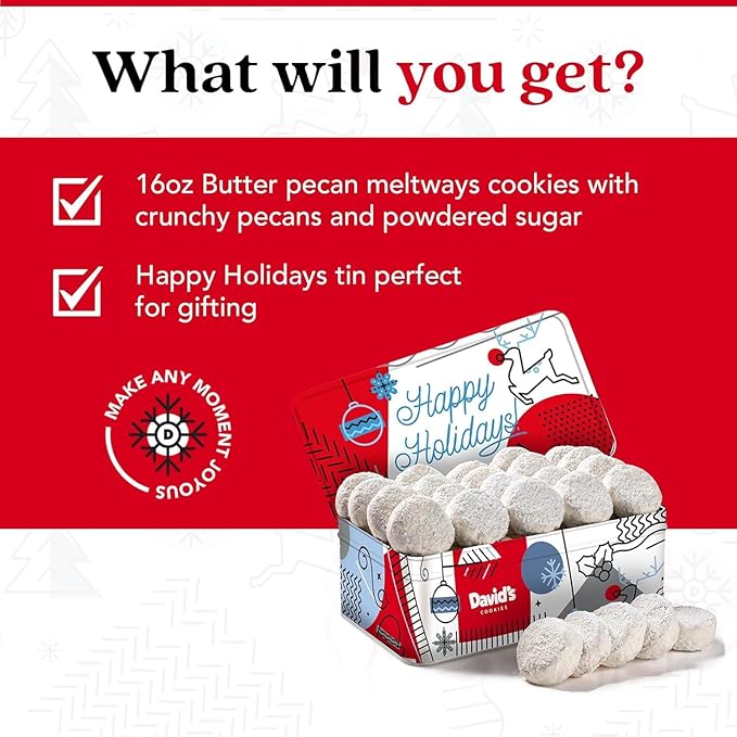 David's Cookies Winter Wonderland Butter Pecan Meltaway 16oz miniatura 7