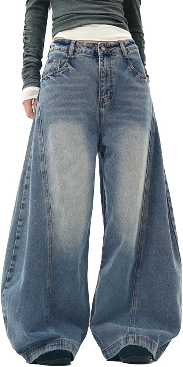 Baggy Jeans Women Low Rise Barrel Jeans Wide Leg Denim Pants