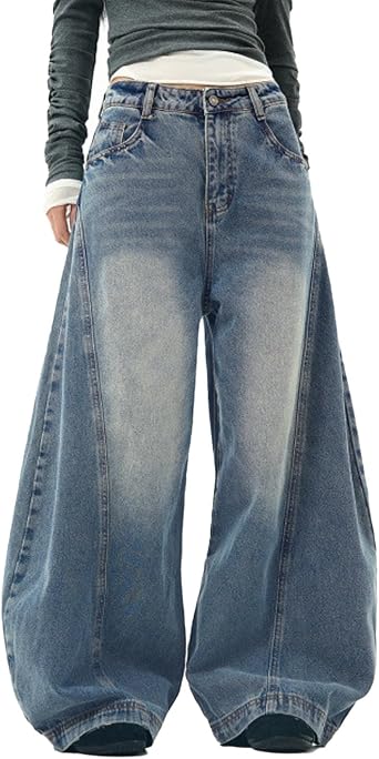 Baggy Jeans Women Low Rise Barrel Jeans Wide Leg Denim Pants | Barrel Leg, Low Waisted, Loose Fit, Oversized Boyfriend Vintage, Going Out Y2K Streetwear, 2026 Trendy Pants