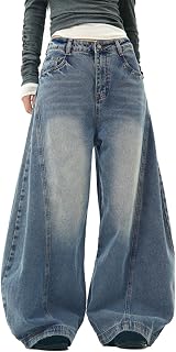 Baggy Jeans 여성용 로우 라이즈 배럴 진 와이드 레그 데님 팬츠 빈티지 스트리트웨어 의류 | Barrel Leg, Low Waisted, Loose Fit, Oversized Boyfriend Vintage, Going Out Y2K Streetwear, 2026 Trendy Pants