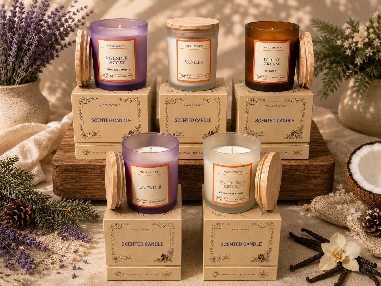 2-Pack Scented Soy Candles 10 oz – Vanilla Comfort + Watermelon Fresh Cream – Hand-Poured – Cozy & Fresh Duo – 42Hr Burn Each – Gift Set for Women