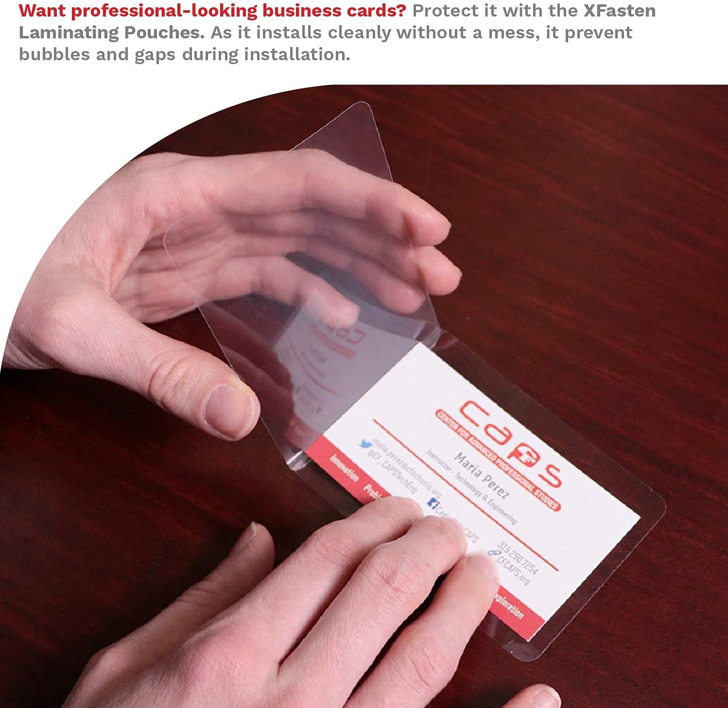 XFasten Self-Sealing Laminating Pouches Business Card Size, 9.5 Mil and Hard Self Laminating Business Cards Pouch (Pack of 50) - Image 5