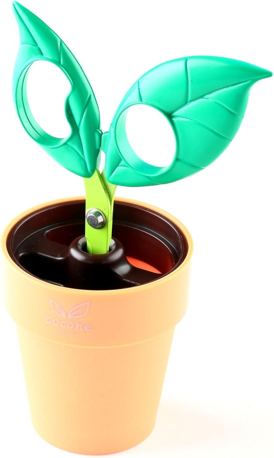 Japanese Imported Novelty Plant Flower Pot Stationery Pen Holder with Scissor | Cocone (LE-20G Green Leaf)