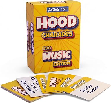 Hood Charades R&B Edition Energetic Black Culture Party Game Guessing Iconic Rhythm-and-Blues Hits with Lively Act-It-Out and Talk-It-Out Challenges, Perfect for Cookouts, Kickbacks, Reunions