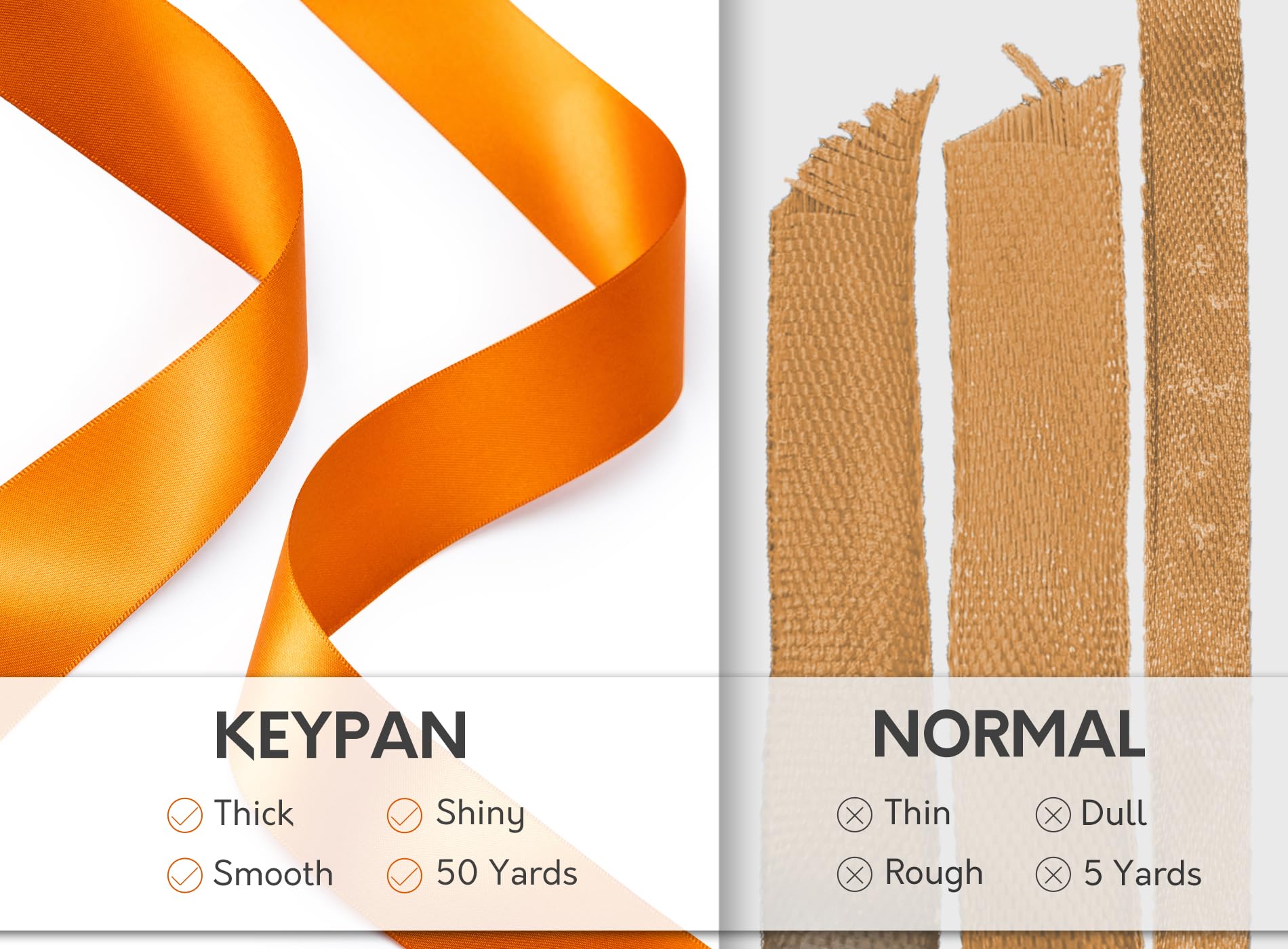 Keypan Satin Ribbon 38 mm x 45,7 m Double-Faced Ginger Polyester Ribbons for Crafts Flower Bouquet Gift Wrapping Wedding Invitation - Image 4