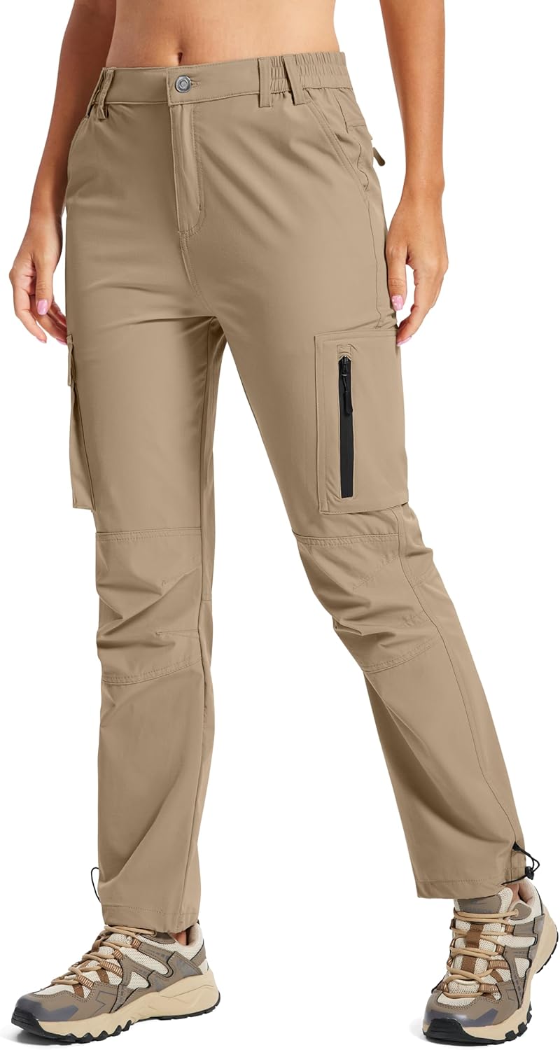 Women's Hiking Cargo Pants Quick Dry Lightweight UPF 50+ Water Resistant Outdoor Travel Work Pants 6 Pockets