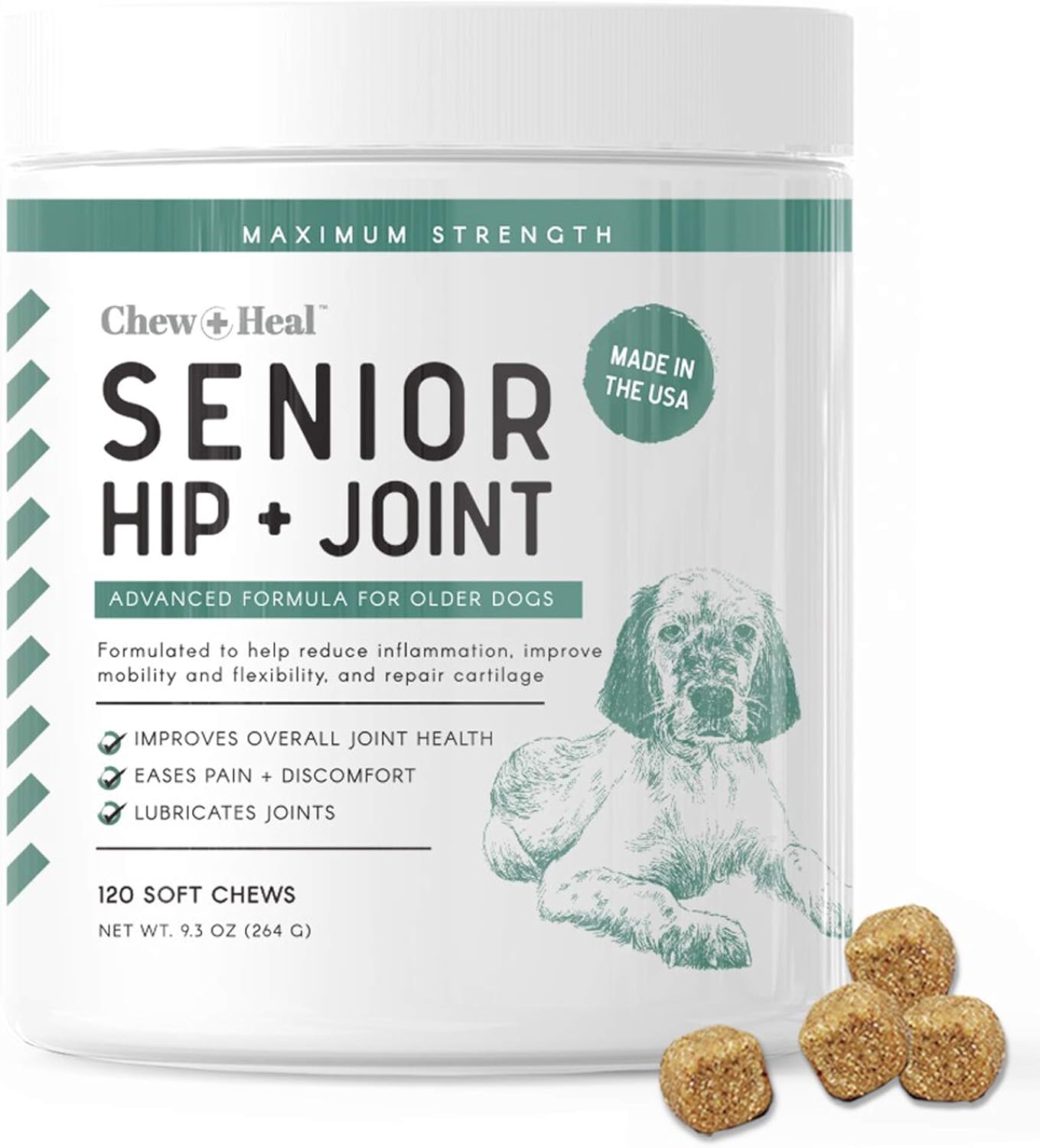 Senior Hip and Joint for Dogs 120 Soft Chew Treats Glucosamine, MSM, Vitamin C