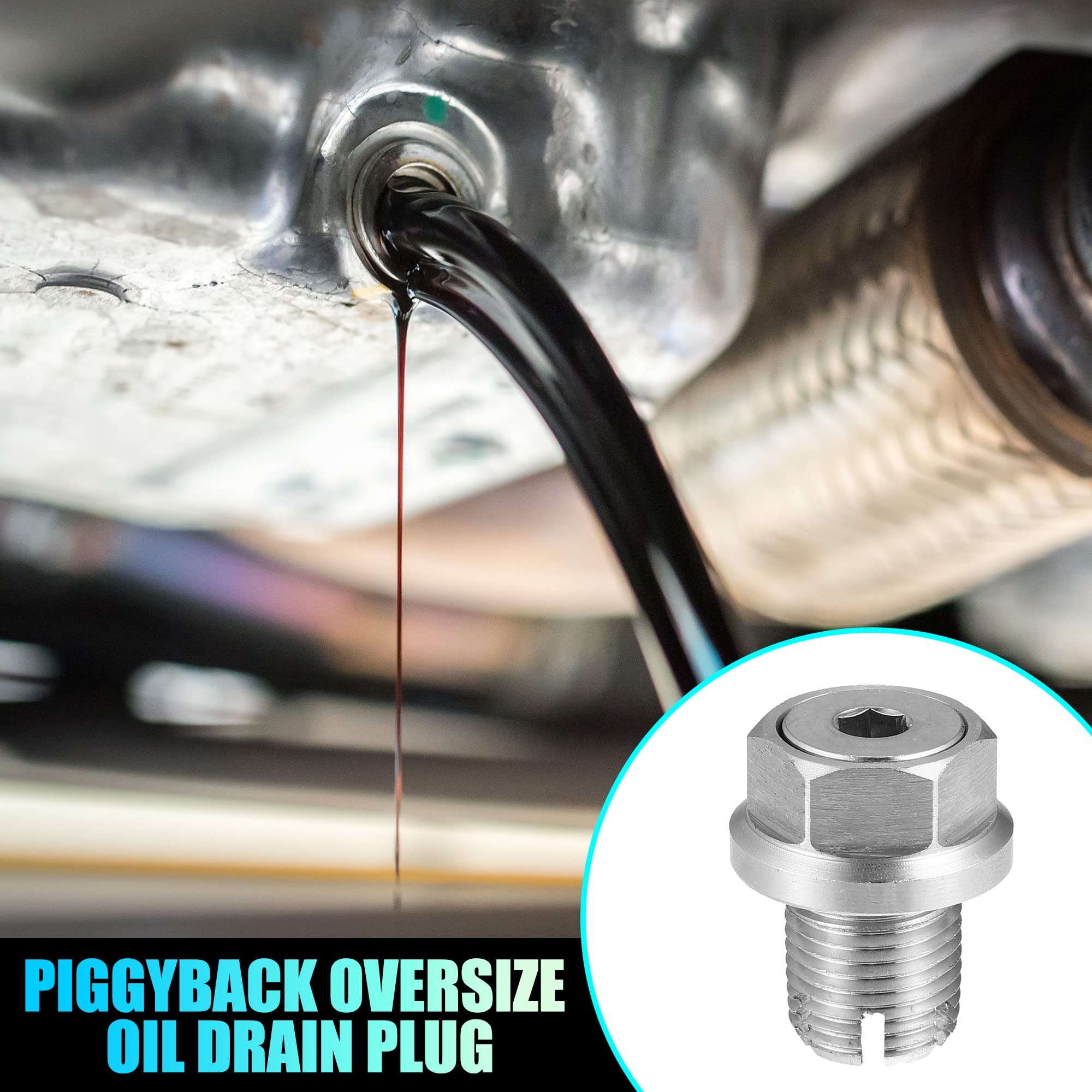 A ABSOPRO Tappo Coppa Olio Motore 1 Set M14.1-1.25 x 15mm Kit Tappo Scarico Olio Piggyback per Auto Oversize