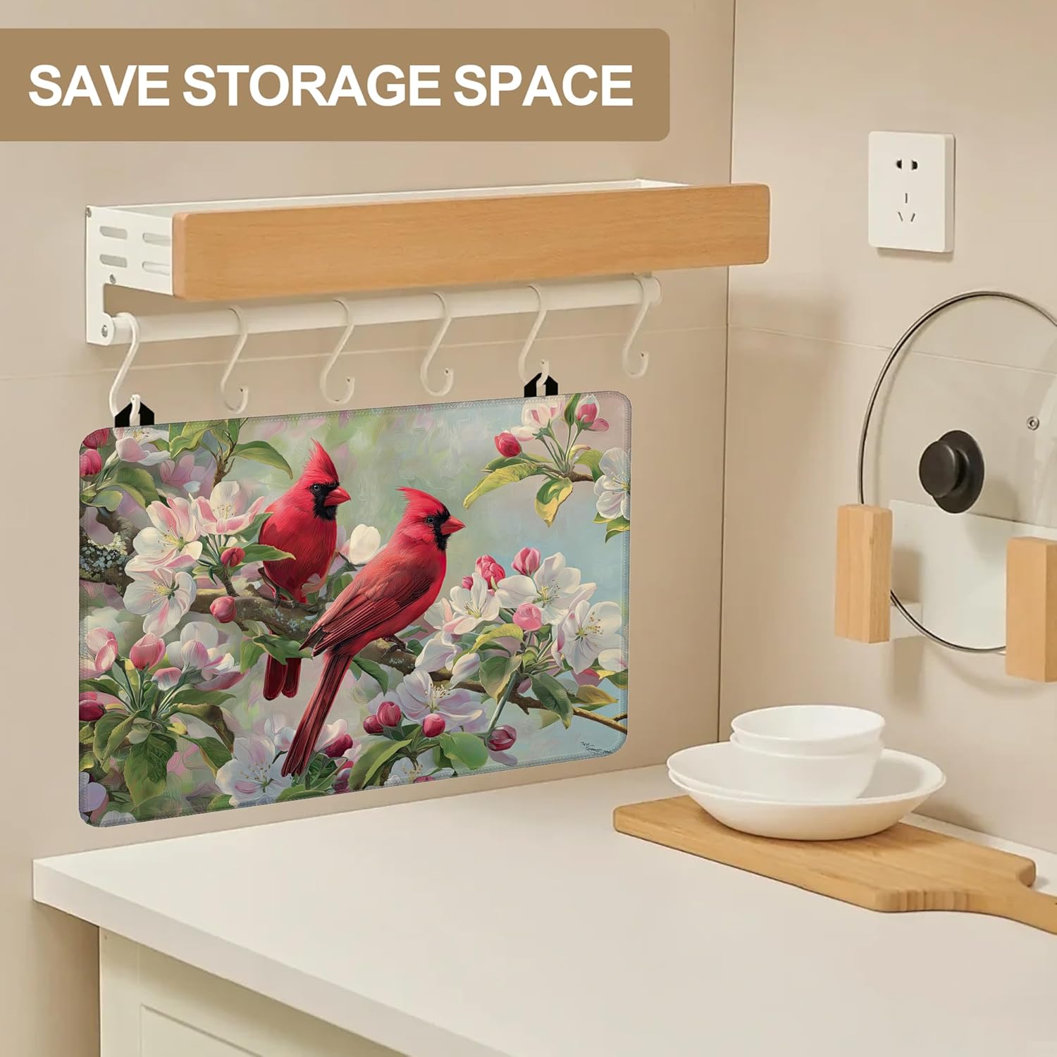 Stove Top Cover for Electric Stove Protector,Cardinal Pink Flower Floral Heat Resistant Glass Top Stove Cover Protector Ceramic Countertop Decoration Pad for Kitchen Top Covers 28.5'' x 20.5''