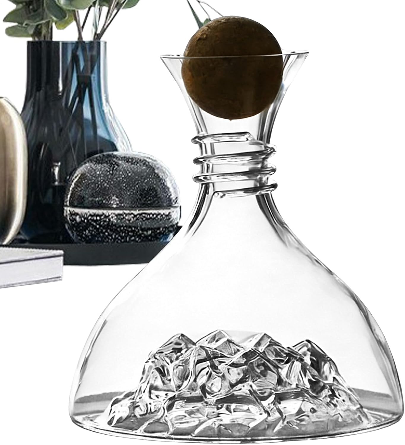 Crystal Wine Decanter, 21x21x26cm Glass, 1800ml Large Capacity, 80mm Wide Caliber, Aerating, Pouring, Serving, Gifting, Parties, Events, Home Bar