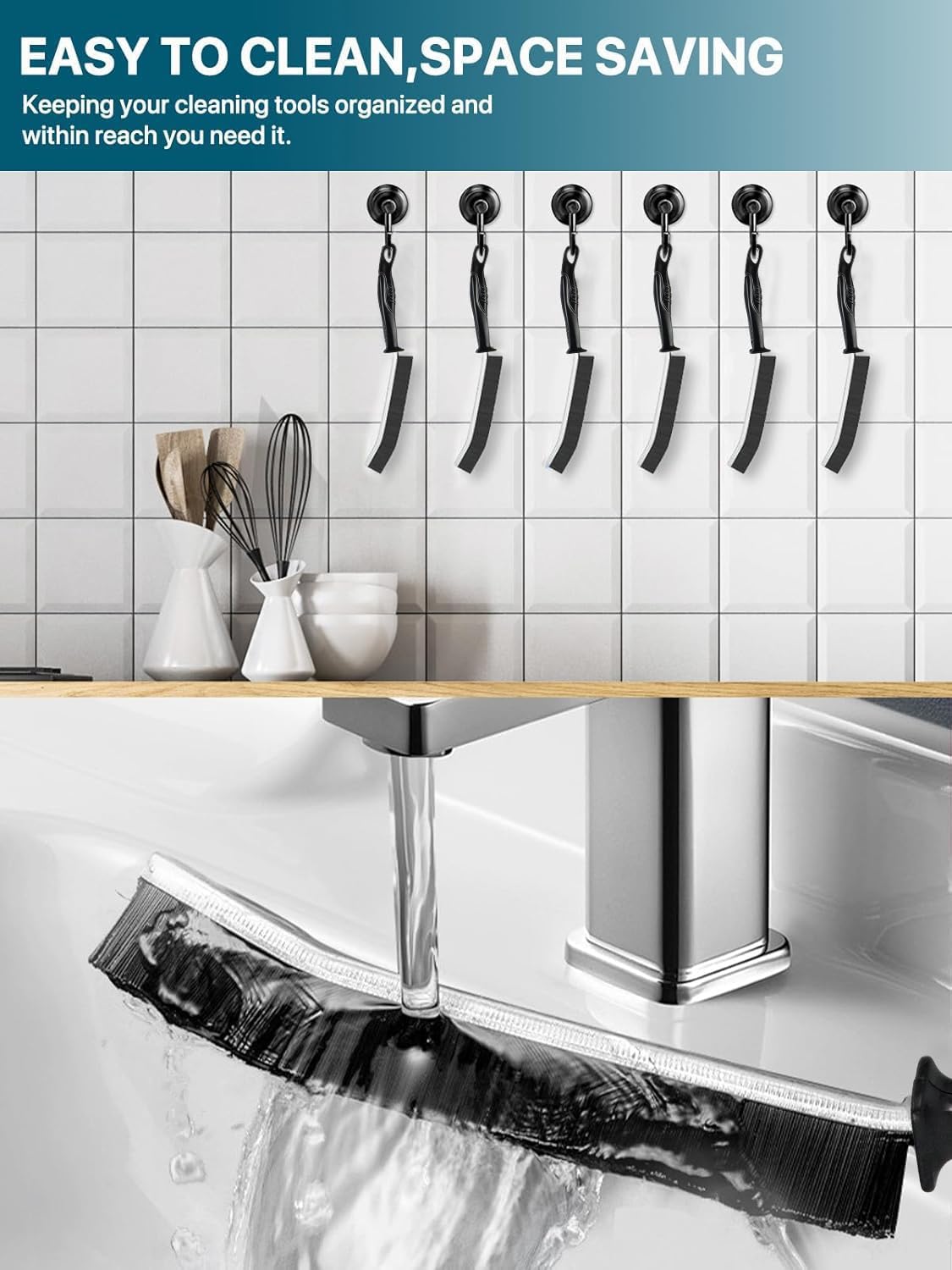 Hmseng 3 Piezas Cepillo Limpieza Grietas Cerdas Duras, Cepillo Limpia Juntas Suelo, para Limpia Railes Ventanas, Cepillo Limpieza Baño Esquinas Muertas Ranuras para Azulejos Cocina — view 7