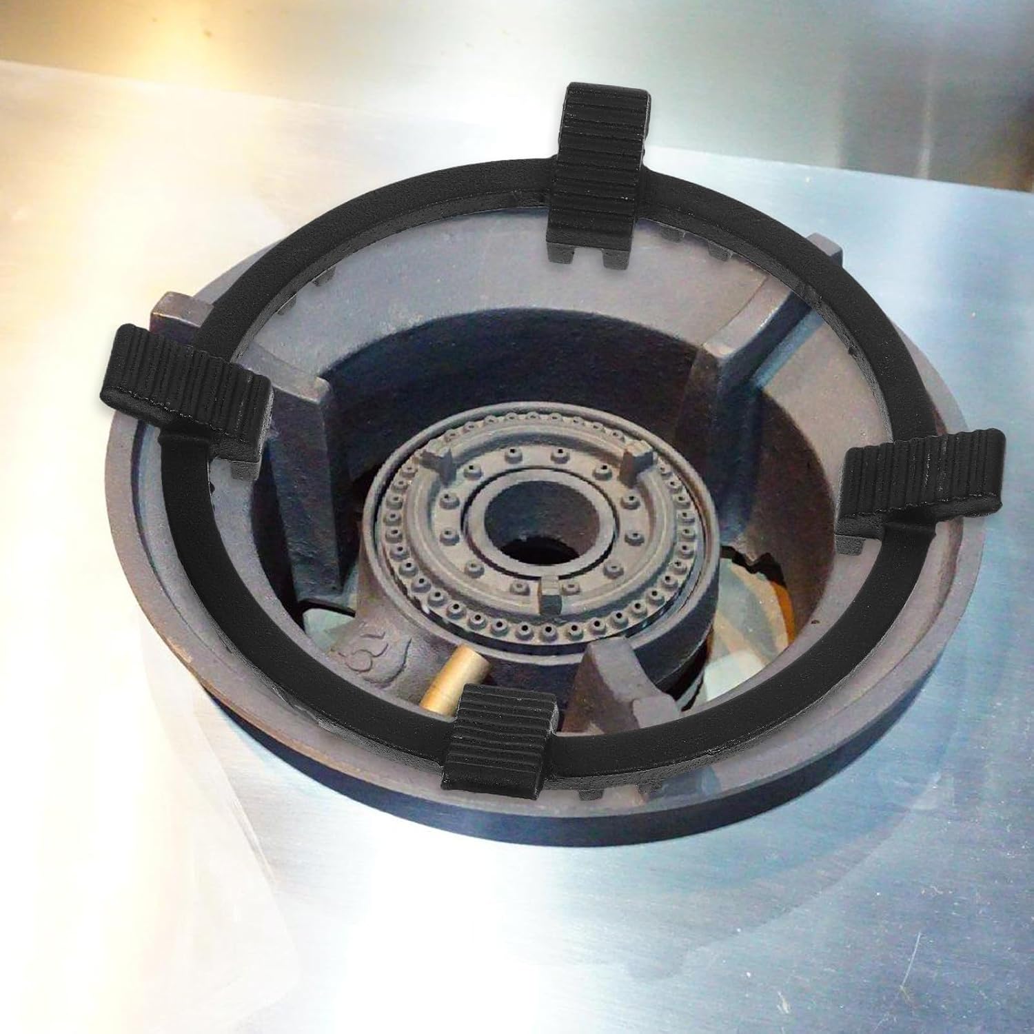 Black Iron Stove Burner Ring with Four Prongs for Gas Cooktops