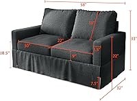 Vista 2 de Sofá biplaza de lino fino, moderno sofá biplaza para apartamento, sala de estar, dormitorio, muebles de espacios pequeños, sofás, sofás, patas