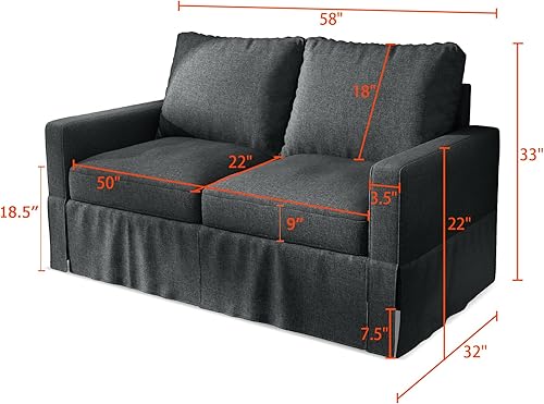 Miniatura 2 de Meeyar Sofá biplaza de lino fino, moderno sofá biplaza para apartamento, sala de estar, dormitorio, muebles de espacios pequeños, sofás, sofás,