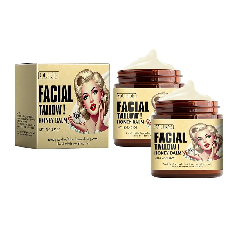 JeurLrok Bálsamo facial e corporal de sebo bovino e mel, 2 unidades