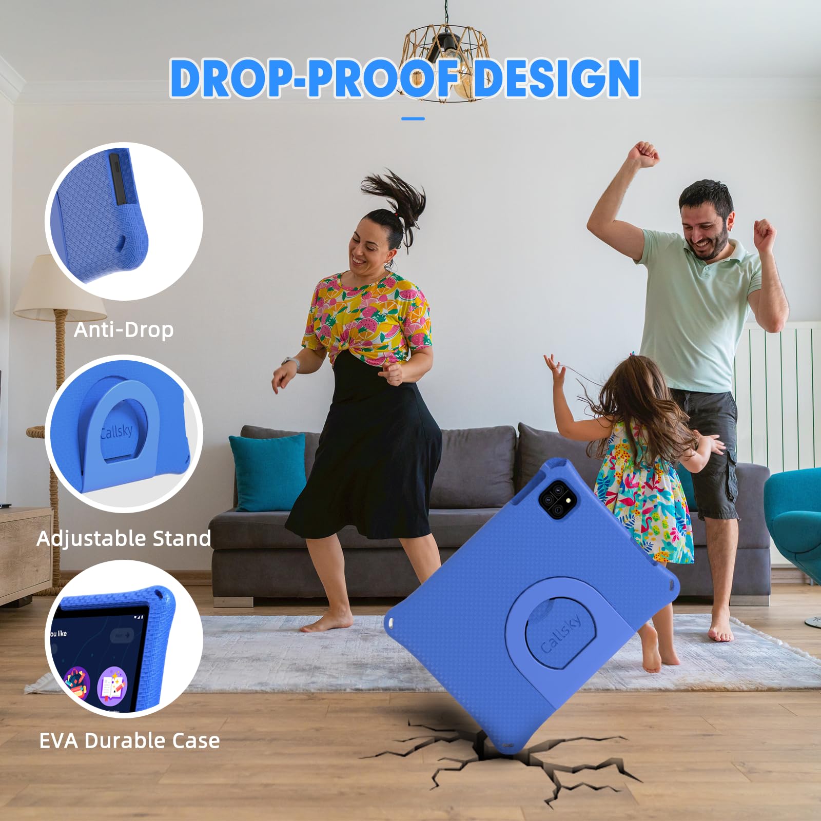 Kids Tablet, 10.1 Inch Android 15 Tablet for Kids, 12GB+64GB, Octa-Core, 6000mAh Battery, WiFi 6, Pre-Installed Kids Apps, Parental Control, with EVA Protective Case – Ideal Gift for Toddler (Blue)