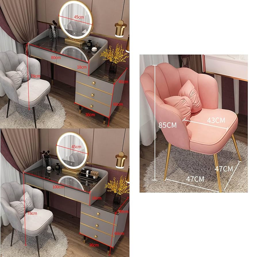 Amazon｜化粧台 化粧机、LEDライトと引き出し付き化粧台、明るさ