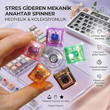Oyuncak 5 Tuşlu Stres Çarklı Işıklı Klavye Stres Giderici Ses Çıkaran ışıklı Tuş Takımı Anahtarlık