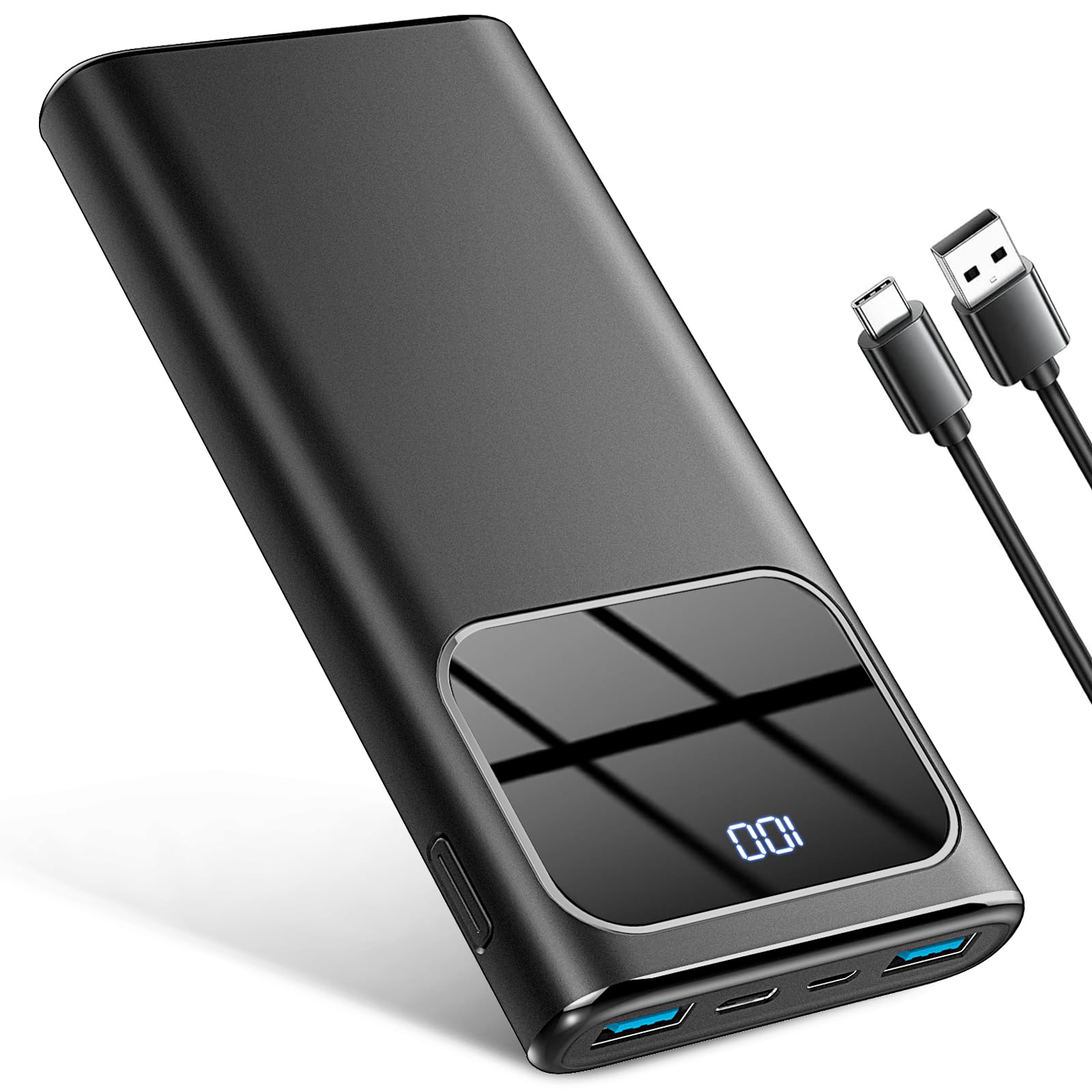 Power Bank, 10000mAh PowerBank PD 15W Ricarica Rapida con Ingresso e Uscita USB-C Batteria Esterna, Caricatore Portatile Display LED per iPhone 15/14/13/12/Pro/Pro Max