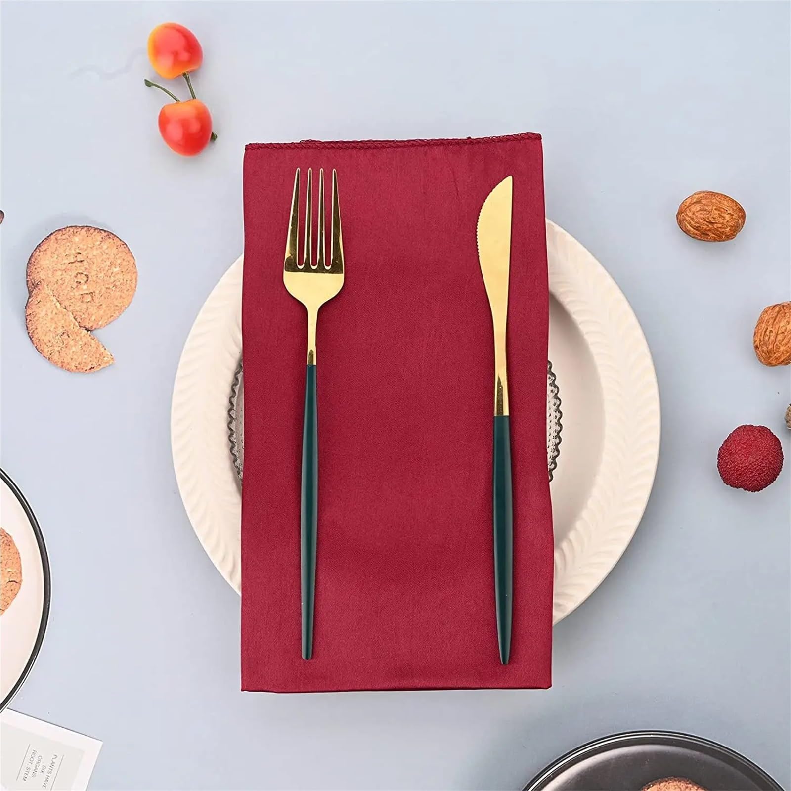 Cloth Dinner Table Napkins, Satin Dinner Napkins Multicolor 43x43cm 50pcs(Wine Red)