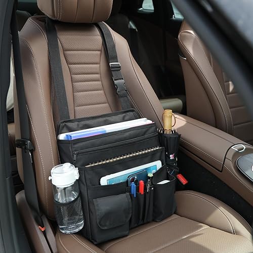 Miniatura 4 de Organizador de asiento delantero de coche para archivar documentos, laptop, oficina móvil, bolsa de almacenamiento con múltiples compartimentos con
