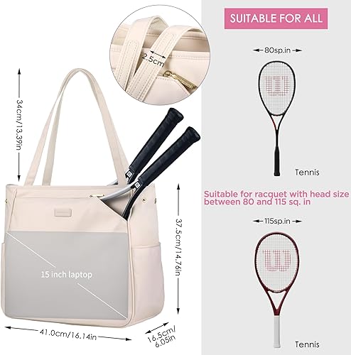 Miniatura 3 de CHICECO Tennis Tote - Bolsa grande para raqueta para mujer, capacidad de 2 raquetas, bolsa de pickleball y padel - Negro