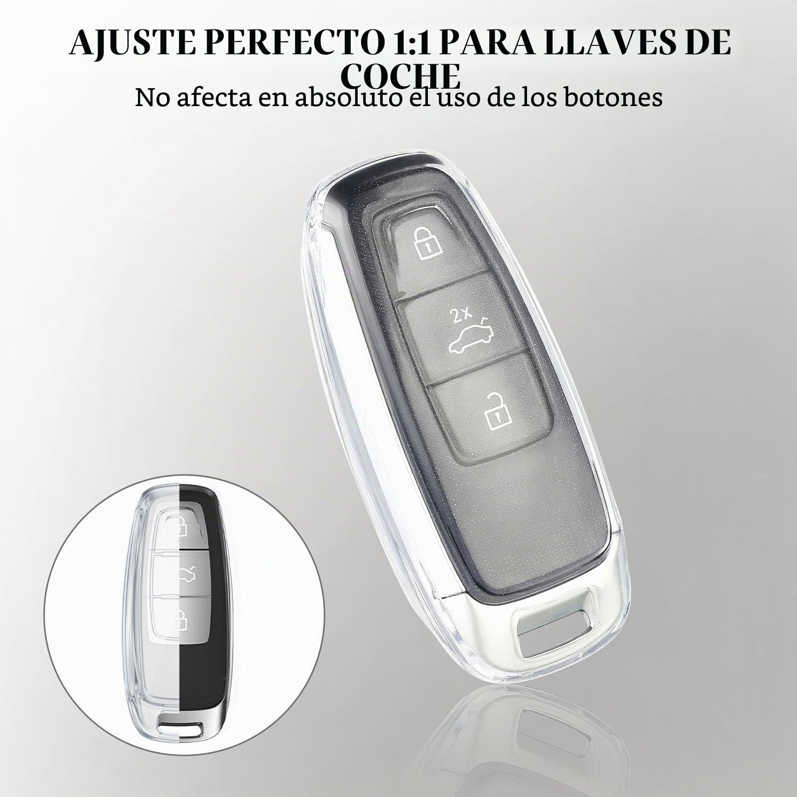 OFFCURVE - Funda Transparente Para Llave De Coche Audi, Compatible Con A3, A4, A5, A6, A7, Q5, Q7, R8, TT, E-Tron Y Más, TPU Ultrafina Antiamarilleo