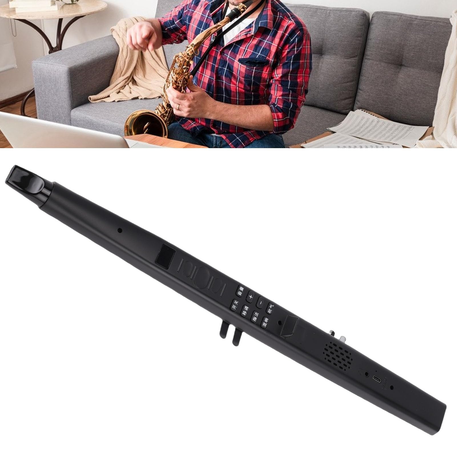 Saxophone électronique, mini-connectivité USB MIDI Saxophone électronique avec 13 Tons, Synthétiseur D'instruments à Vent Numérique, Construit en Haut-parleur HIFI 2W