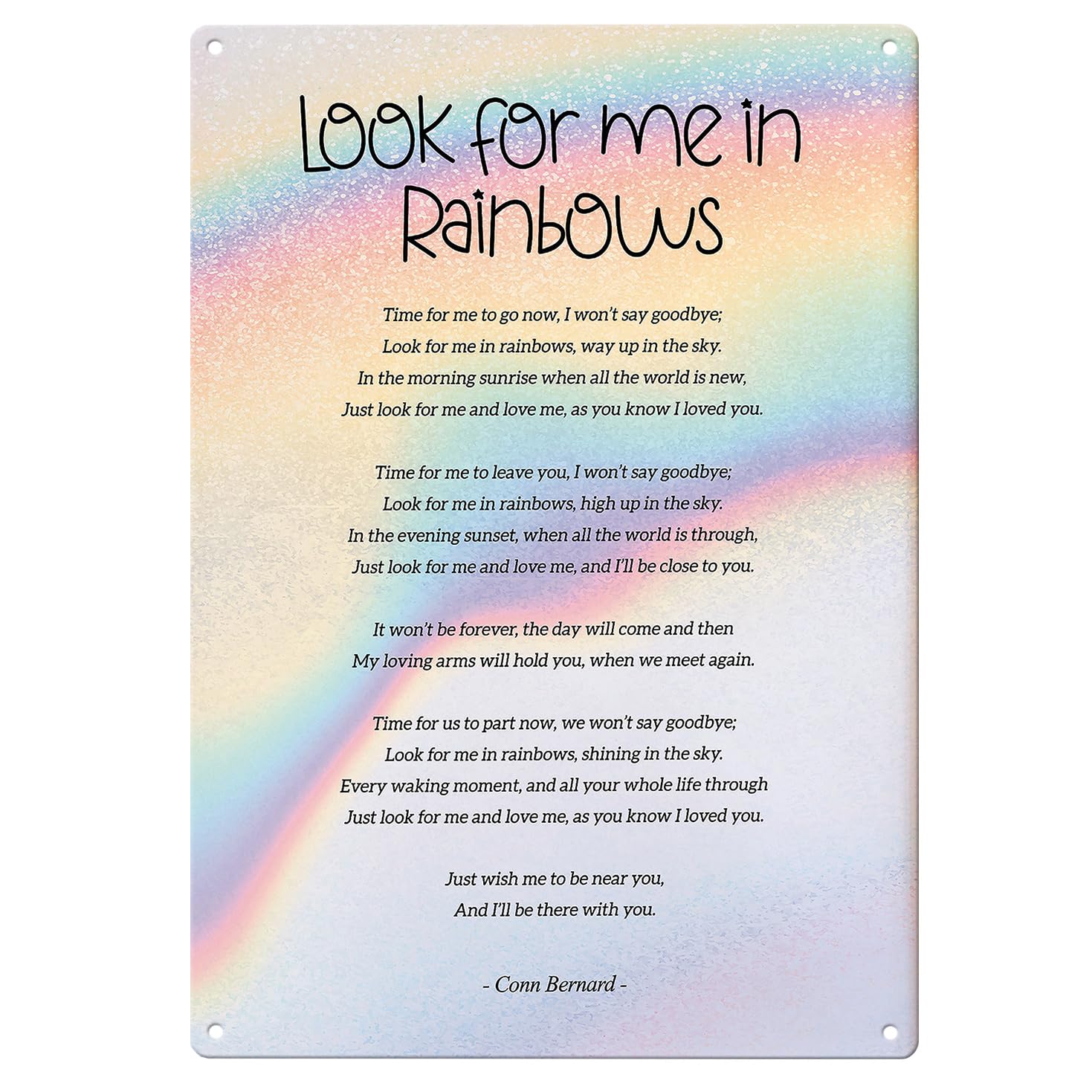 Ingzzaac Metalpostera29026 Look For Me In Rainbows Poem Wall Art Ideal For Bedroom Living Room Or Hallway Metal Sign Plaque Poster 8X12 Inch
