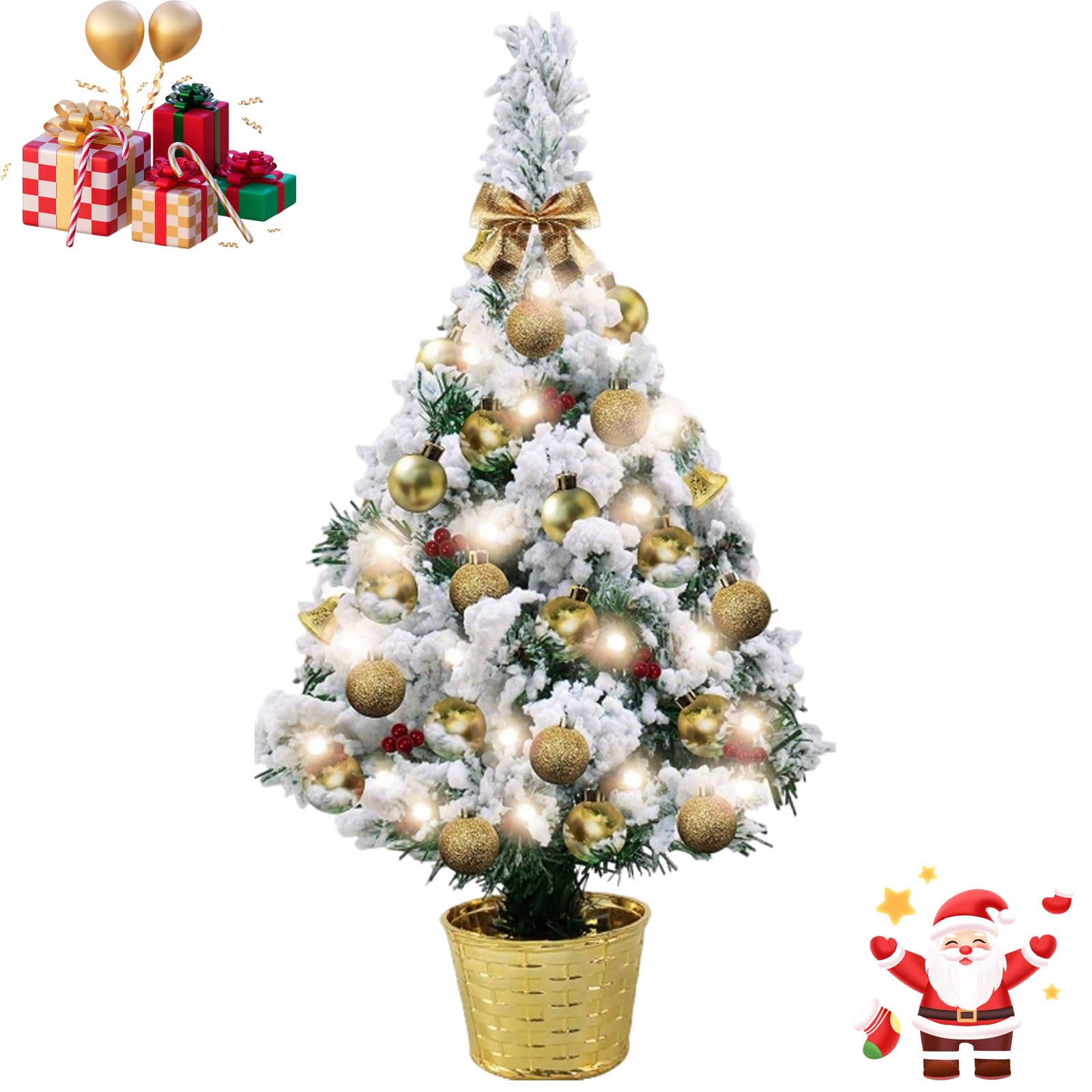 ANTLSZH Mini Albero di Natale, Piccolo Albero di Pino con Basi di Legno per Natale Festa di Vacanza Home Tree Tablet Decor (3 Pz)(Size:40cm