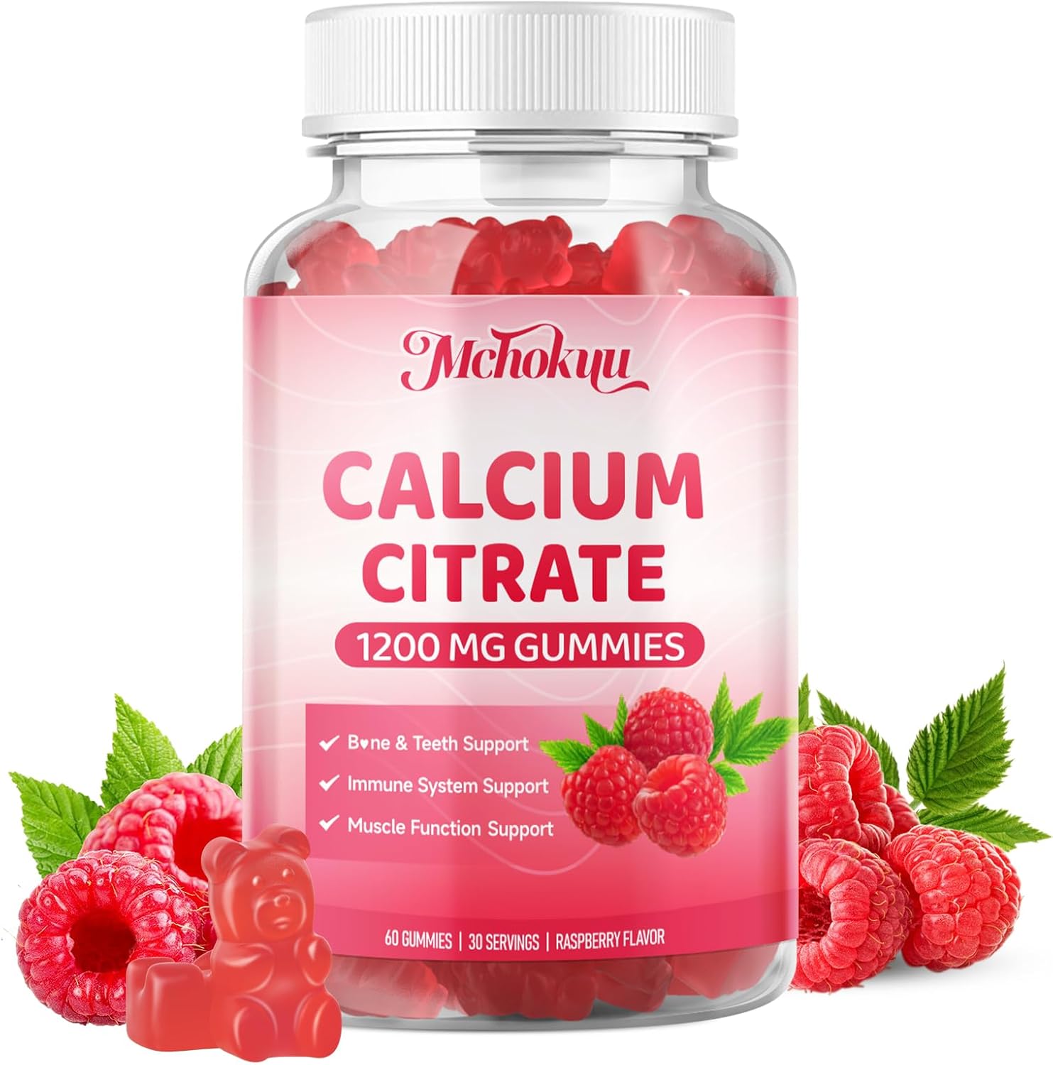 Calcium Citrate Gummies 1200mg Chewable Calcium Supplements for Women & Men, Sugar Free Calcium for Bone, Muscle & Immune Support, Non-GMO, Gluten Free, Natural Raspberry Flavor 120 Count - Image 8