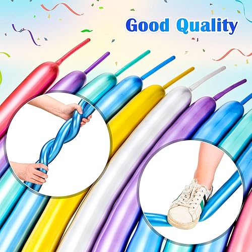 Miniatura 3 de 50 globos de látex de 260 globos de látex largos para decoración de Navidad, cumpleaños, boda, fiesta, guirnalda (rojo, morado, azul, verde,