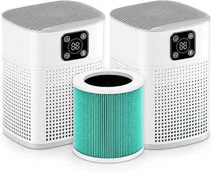Honeyuan Air Purifiers for Home Bedroom up to 2190ft2, with 360Air Intake, air purifier x2 & Filter x1