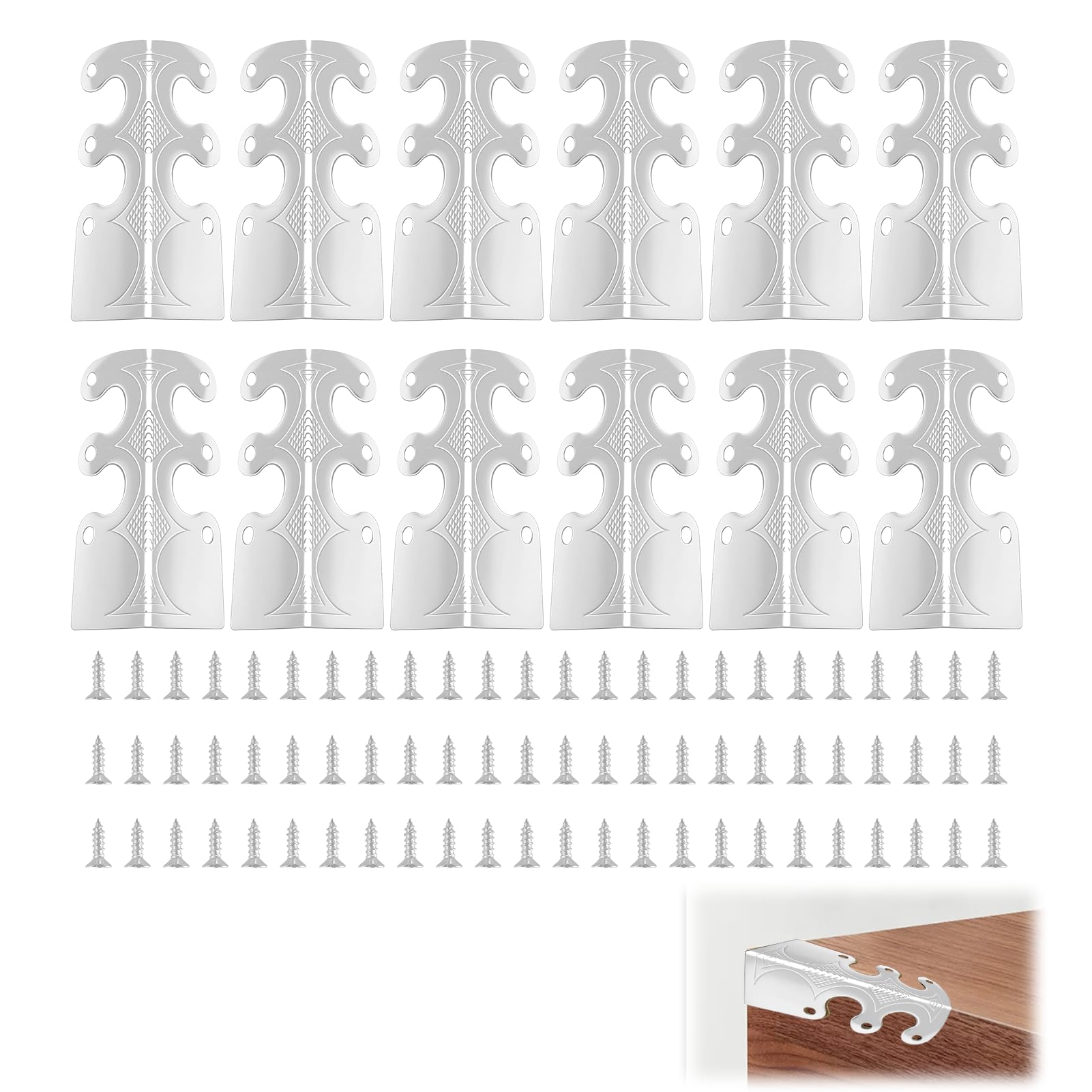 12 Pcs Vintage Metal Skirting Board Corner Protectors, Iron Furniture Edge Guards for Baseboard, Table, and Wall Protection, Decorative Skiffers for Living Room and Bedroom (Sliver)