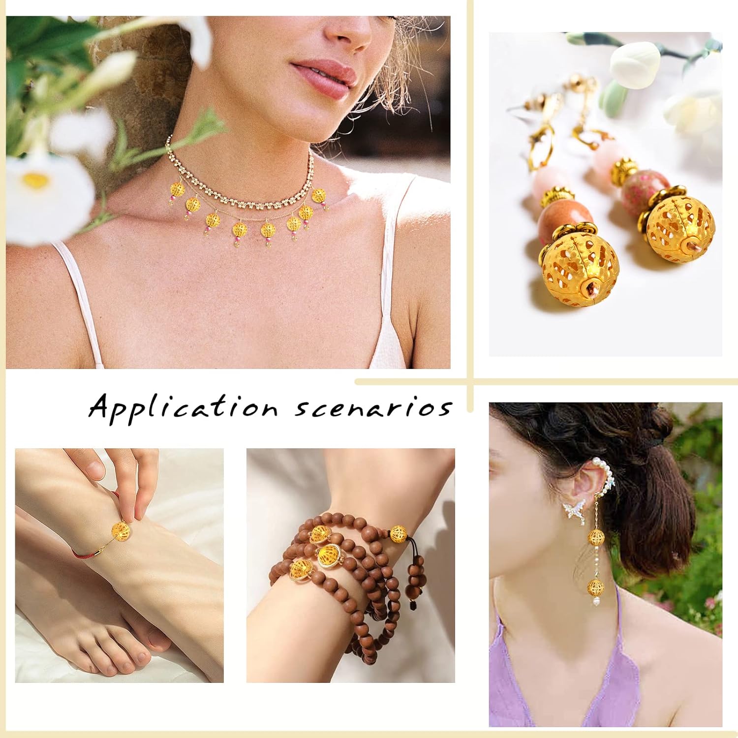 TOAOB 100pcs 10mm Gold Plated Filigree Hollow Ball Beads Round Metal Loose Spacer Beads for DIY Crafts Bracelets Necklaces Earrings Jewelry Making - Image 5