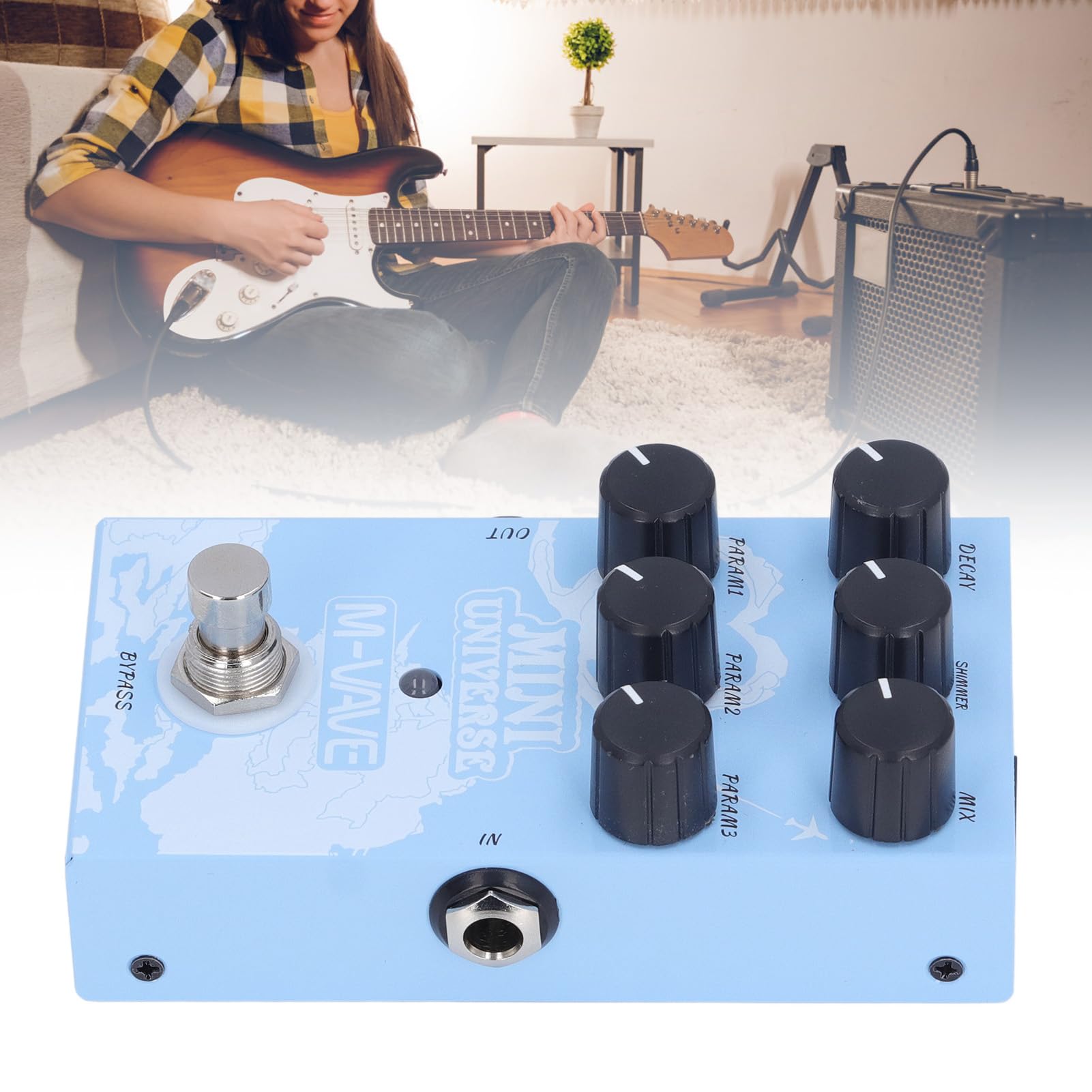 Sorandy Pedale Effetto Riverbero con Modellazione Digitale 9 Tipi di Riverbero Pedale per Chitarra di Facile Controllo per Musicisti Metal