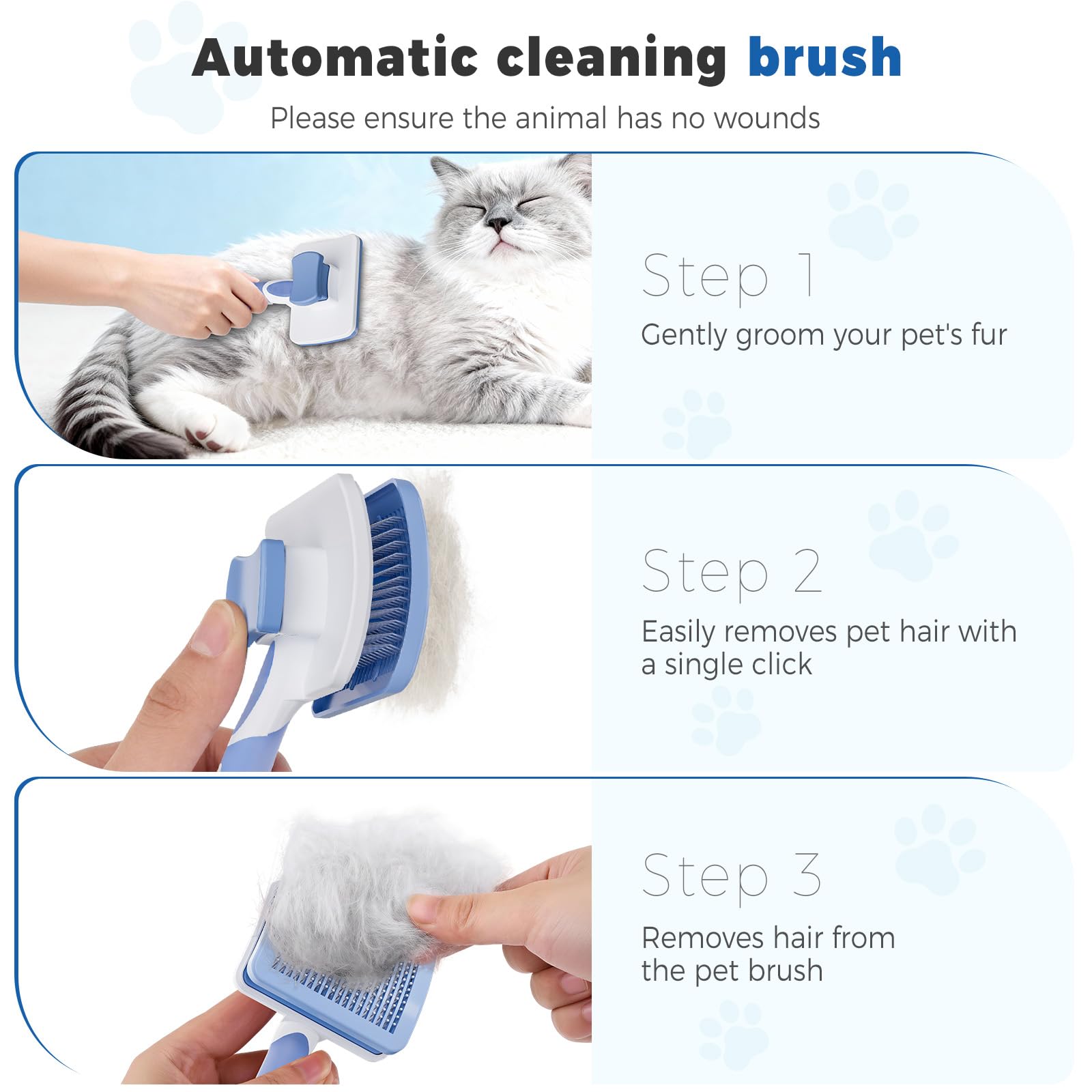 Diboniur Spazzola per gatti e cani autopulente, spazzola per peli lunghi e corti, strumento per cani/gatti/conigli, elimina efficacemente tomentasi sottopelo tangoli, gatto accessorio (blu)