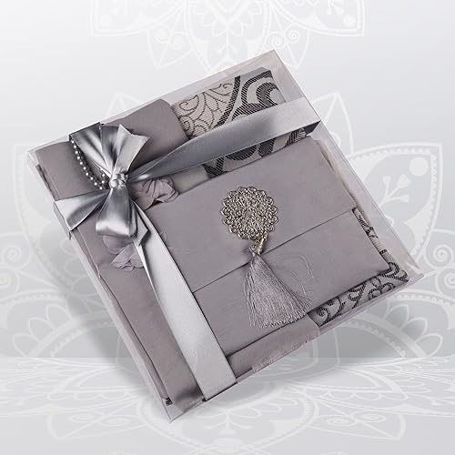 Miniatura 8 de Juego de regalo islámico de alfombra de oración, tapete de oración de terciopelo, cuentas de oración, bufanda y libro Yaseen, regalos perfectos para